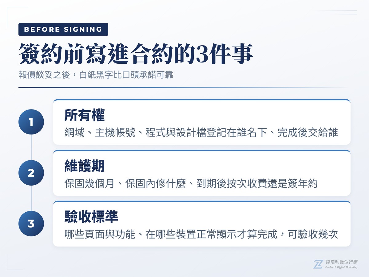 網頁設計公司推薦簽約前要寫進合約的3件事
